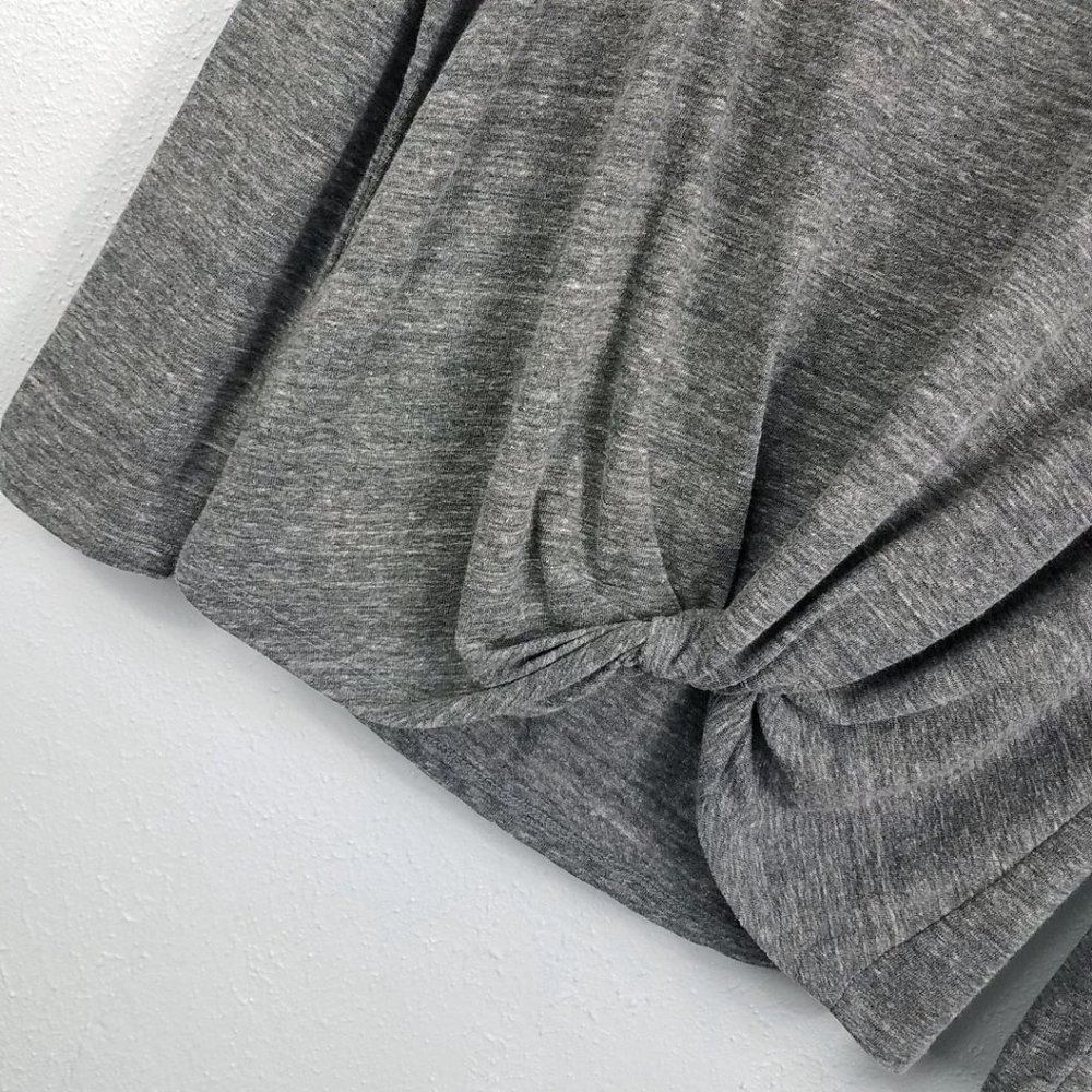 Ultra Flirt Women's Gray Twist Front Wrap Shirt Top Blouse - Picture 5 of 13